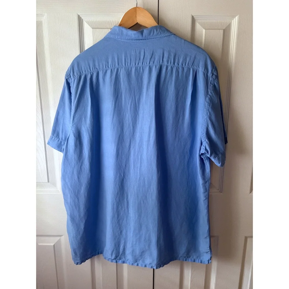Polo Ralph Lauren Blue Linen Silk Blend Button Front Camp Shirt XL